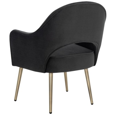 Dublyn Black Velvet Accent Chair with Gold Legs