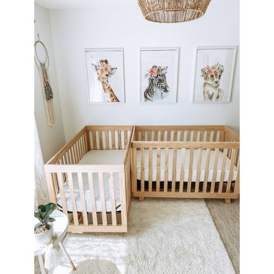 Natural Wood 3-in-1 Convertible Crib with Adjustable Mattress Base