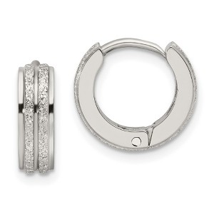 Chisel Stainless Steel Polished Laser cut 4mm Hinged Hoop Earrings - 1 of 4