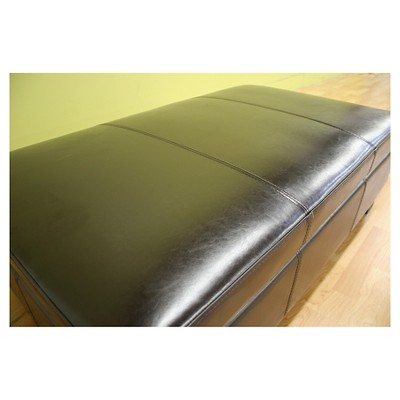 Gallo Espresso Brown Bonded Leather Large Cocktail Ottoman