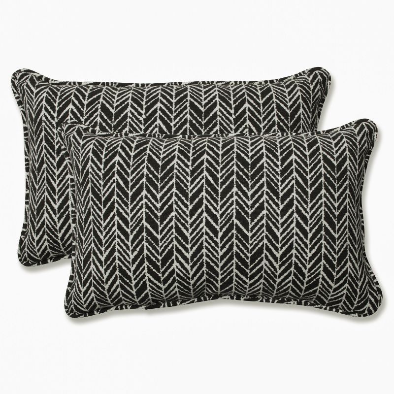 Outdoor/Indoor Herringbone Rectangular Throw Pillow Set of 2 - Pillow Perfect, 1 of 7