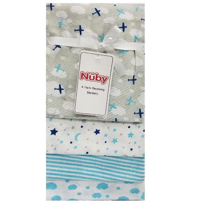 Nuby 4-Pack Receiving Blankets Gift Set, Airplane Theme, 1 of 4