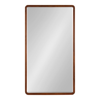 Walnut Brown Rectangular Wood Framed Wall Mirror, 20 x 36