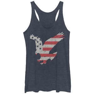 Women's Lost Gods Fourth of July  Flying Eagle American Stripe Racerback Tank Top - 1 of 3