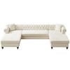 135.5" U-Shaped Sectional Sofas Modern Chenille 3-Piece Sofa ¨C Two Chaise Lounges, Two Pillows, Wooden Legs for Living Room, Bedroom & Lounge - 3 of 4