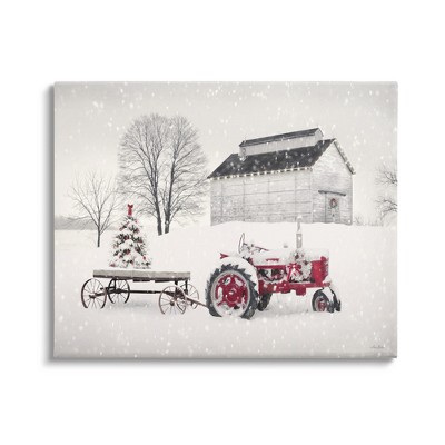 Stupell Industries Festive Red Christmas Tractor Canvas Wall Art