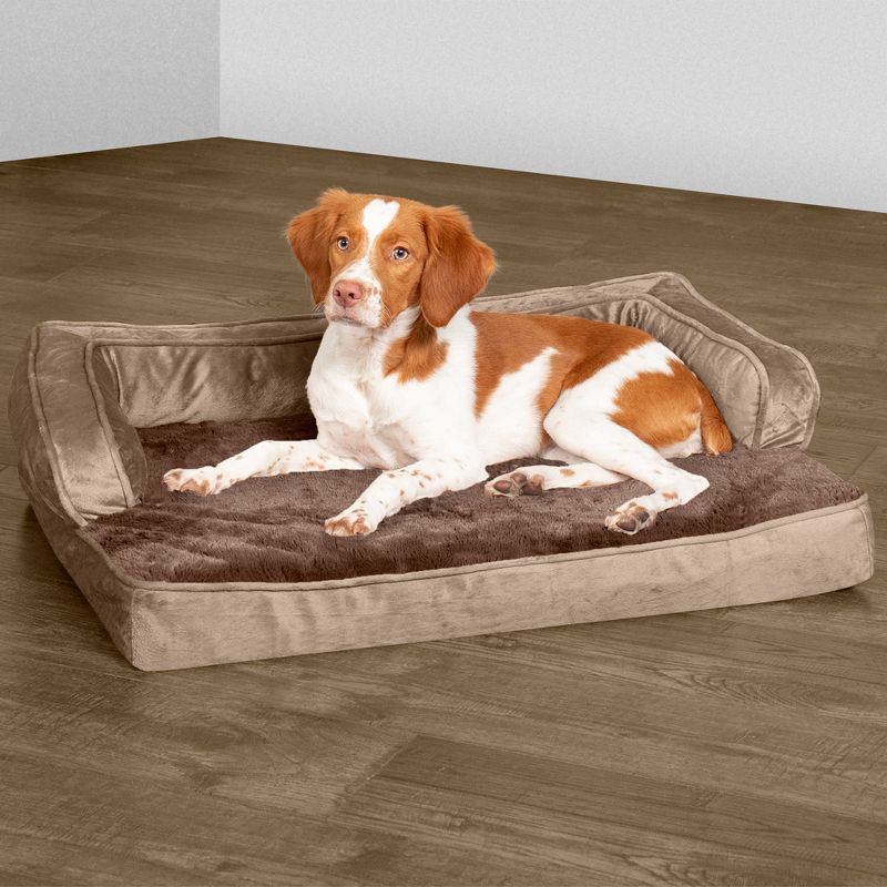 FurHaven Plush & Velvet Comfy Couch Cooling Gel Top Memory Foam Sofa-Style Dog Bed, 3 of 4