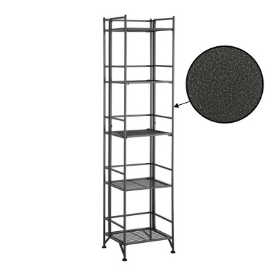 Breighton Home Xtra Storage 5 Tier Folding Metal Shelf in Speckled Gray