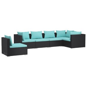 vidaXL Garden Lounge Set Black PE rattan, powder-coated steel, plastic - 1 of 4