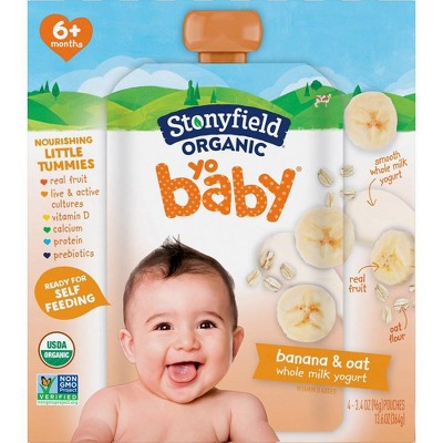 Stonyfield Organic YoBaby Banana &#38; Oat Whole Milk Yogurt - 4ct/3.4oz Pouches_5