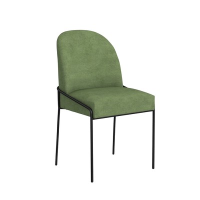 Fawn Velvet Upholstered Dining Chair with Black Metal Legs