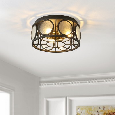 Victorian Inspired 13" Black Glass LED Flush Mount Light