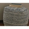 Signature Design by Ashley Chevron Pouf Blue: Modern Square Upholstered Ottoman, No Assembly Required - 2 of 4