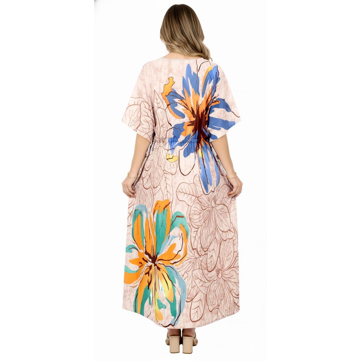 HAPPY BAY Women's Summer Vacation Loungewear Casual Long Kaftan Beach Cover Up Dress Maxi Dresses Caftans for Women One Size Multi Floral - thumbnail 2