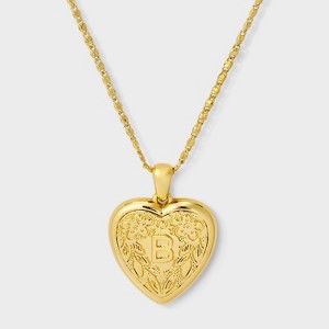 14K Gold Dipped Heart Charm Initial Necklace - A New Day™ Gold - 1 of 4