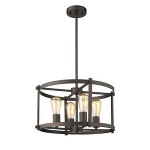 Chloe Lighting Ironclad Farmhouse 4 Light Rubbed Bronze Convertible Ceiling Pendant 17.5" Wide - 1 of 4