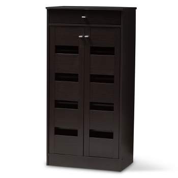 Acadia Modern and Contemporary Finished Shoe Cabinet Dark Brown - Baxton Studio