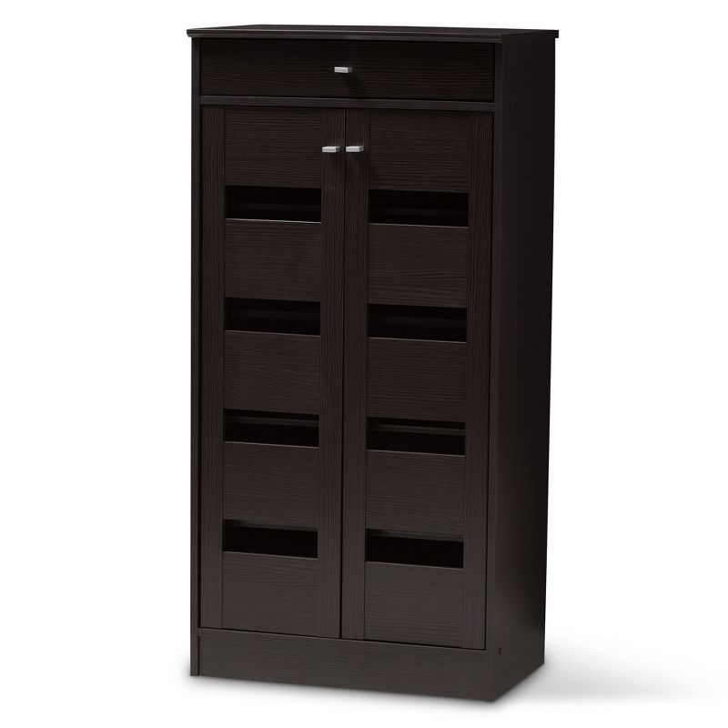Acadia Modern and Contemporary Finished Shoe Cabinet Dark Brown - Baxton Studio, 1 of 14