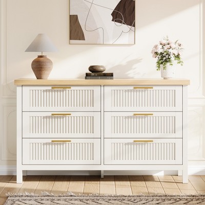 Dresser for Bedroom Rattan Chest of Dressers Tall Dresser for Closet with Drawers Boho Night Stand Large