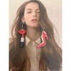 Fashion Statement Dangle Earrings - Whimsical High Heel & Red Lip Design, Lightweight Acrylic Hooks - 3 of 4