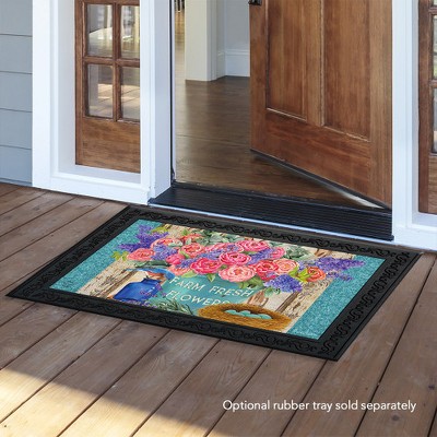 Farm Fresh Flowers Floral Rubber Doormat 30" x 18"