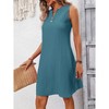 Coolmee Womens Casual Tank Dress Summer Sundress Sleeveless V Neck Button Mini Beach Vacation Dresses - 2 of 4