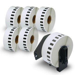 BETCKEY - Compatible Continuous Labels Replacement for Brother DK-2210 Use with Brother QL Label Printers 6 Rolls + 1 Reusable Cartridge - 1 of 4