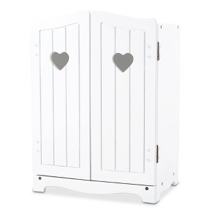Melissa & Doug Mine to Love Wooden Play Armoire Closet for Dolls, Stuffed Animals - White - 1 of 4
