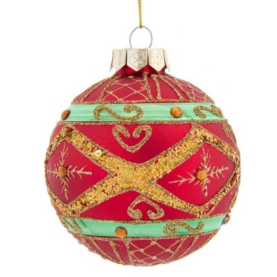 Kurt Adler 80MM Red, Green and Gold Glass Ball Ornaments, 6-Piece Set