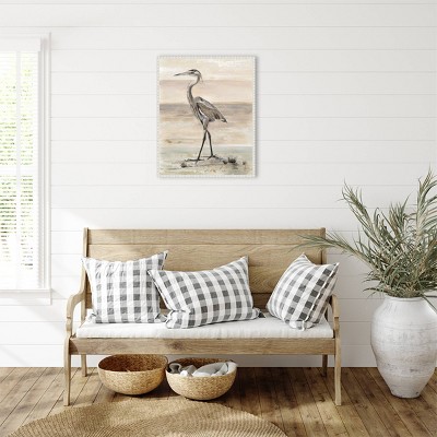 Graceful Egret Beaded Framed Canvas Wall Art