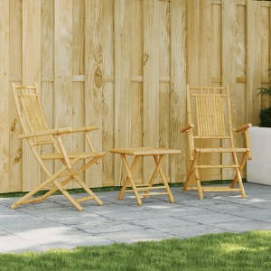 vidaXL 3 Piece Bistro Set Bamboo - 1 of 4
