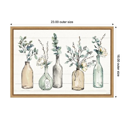 Modern Farmhouse Floral Still Life Framed Canvas Print