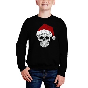 LA Pop Art Santa Skull - Boy's Word Art Crewneck Sweatshirt - 1 of 4