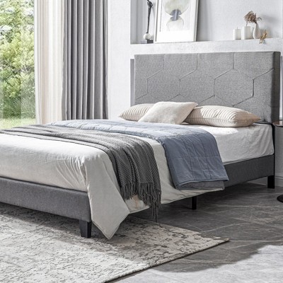 Upholstered Platform Bed Frame ,Wood Slat Support, Easy Assembly