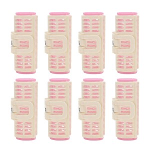 Unique Bargains Women's Heatless Voluminous Hair Roller 2.76"x1.06" Pink White 8pcs - 1 of 4