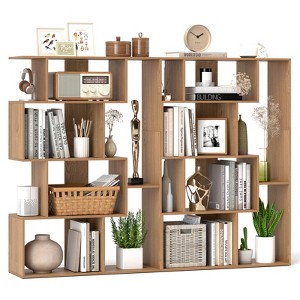 Tangkula 2 PCS 47" Open-back Geometric Bookshelf Free-standing Storage Shelf Unit - 1 of 4