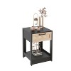 15.75" Modern MDF Side Table with Rattan Drawer – Stylish Bedroom & Living Room End Table (120lbs Capacity) - 4 of 4