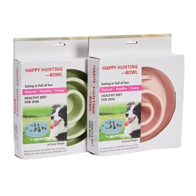 Juvale 2 Pack Spiral Slow Feeder Dog Bowls, Pink and Green