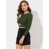 Allegra K Women's Glitter Long Sleeve Cut Out Twist Front Slim Fitted Crop Top - 2 of 4