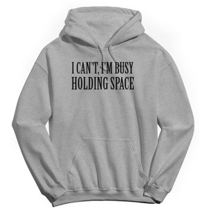Rerun Island Men's Holding Space Long Sleeve Graphic Cotton Sweatshirt Hoodie - 1 of 3
