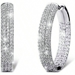 Iced Out Hoop Earrings, Cubic Gold Hypoallergenic, Luxury Fashion Circle Earrings for Men Women - 1 of 4