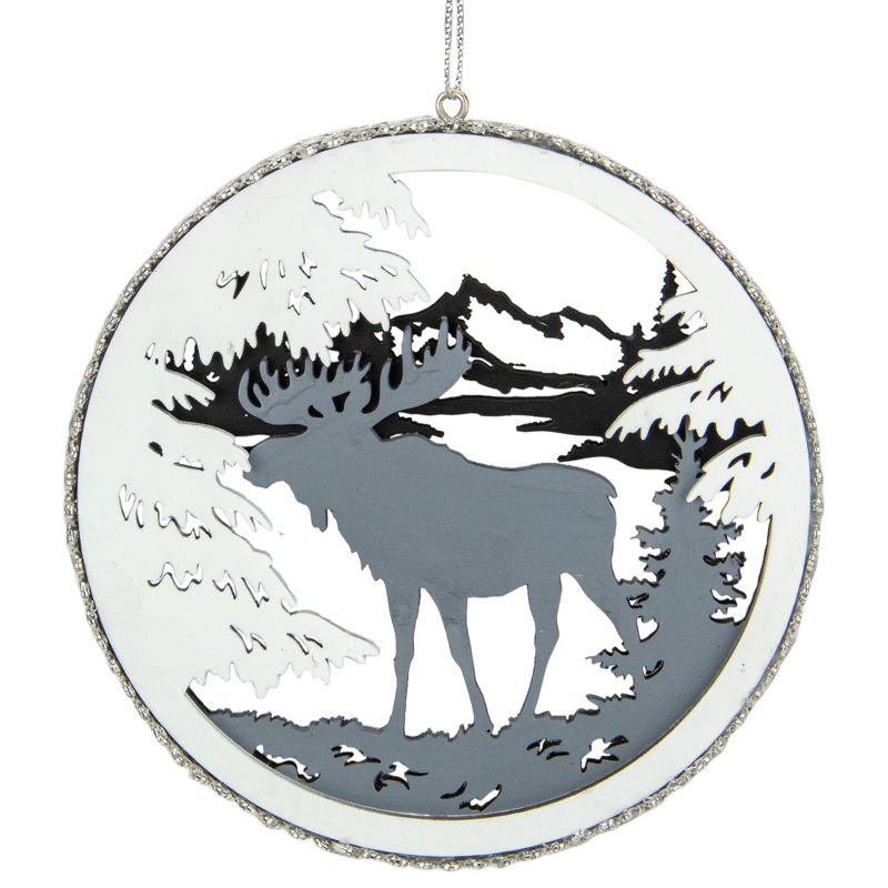 Northlight 4.25" Gray Moose 2-D Cut-Out Silhouette Christmas Ornament, 1 of 5