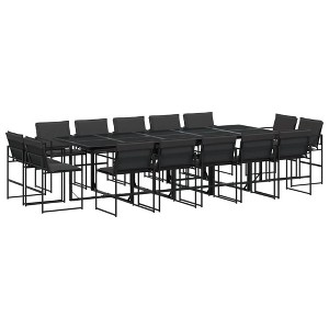 vidaXL 15 Piece Patio Dining Set with Cushions Black Textilene - 1 of 4