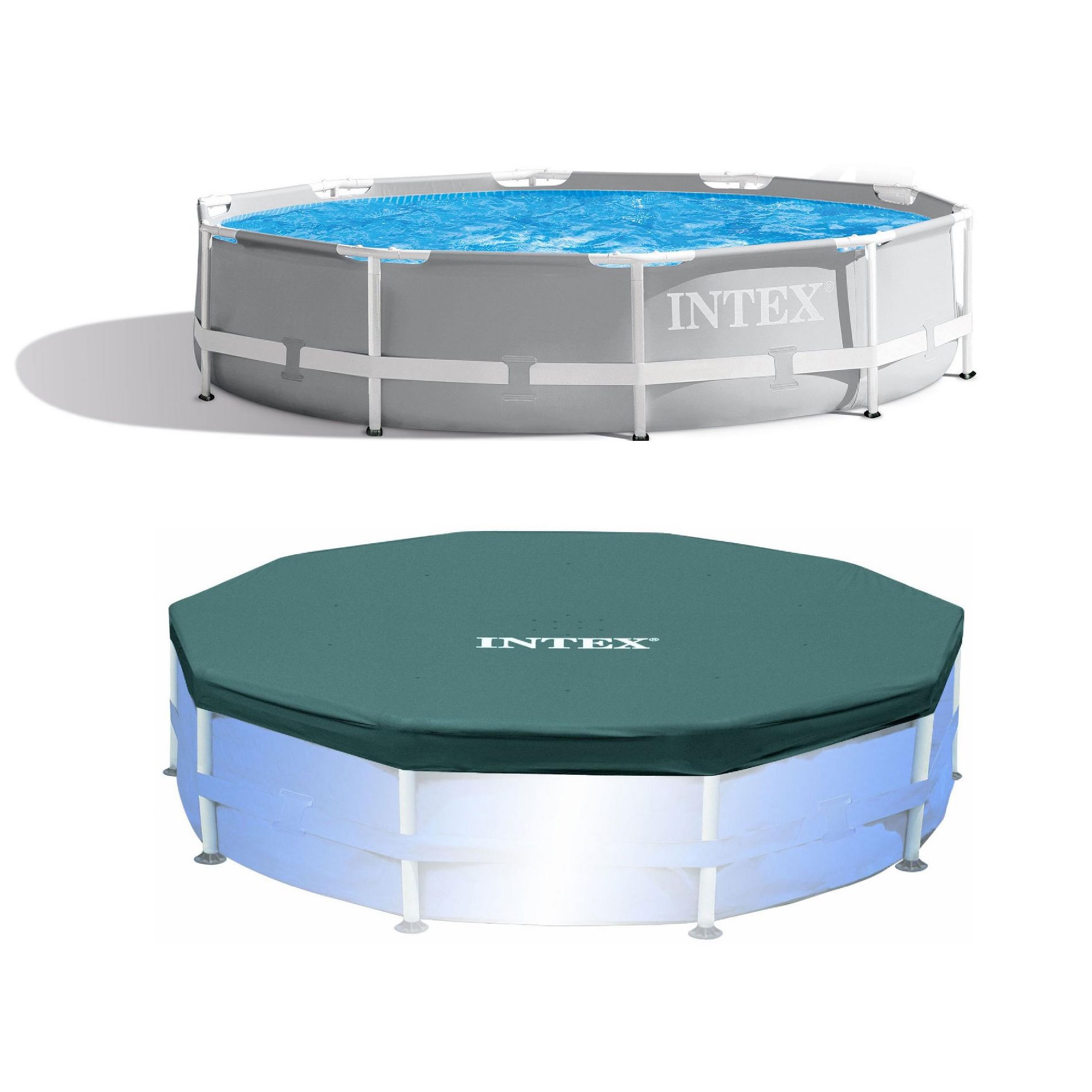 Intex 10'x30" Round Above Ground Swimming Pool & 10' Round  Swimming Pool Cover