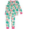 RuffleButts SoftSnooze Girls Holiday Ruffle Long Sleeve Pajama Set - 2 of 2