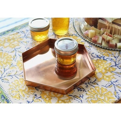 Hexagonal Copper-Plated Stainless Steel Decorative Trays, Set of 3