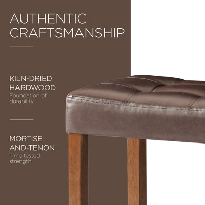 Harper Set of 4 Backless Brown Leather and Oak Wood Stools