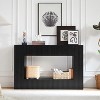 MOEPISY Modern Slatted Console Table, Narrow Entryway Table for Living Room or Hallway Black - 2 of 4