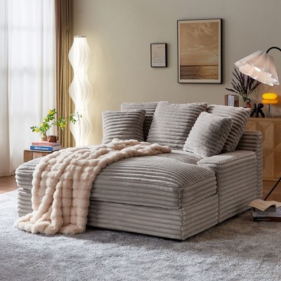 NicBex Couches for Living Room 66.5" Cloud Couch Soft Modern Double Sleeper Sofa Corduroy Fluffy Upholstery with Square Armrests