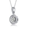 white gold plated necklace with cubic zirconia solitaire halo pendant, featuring a dazzling center stone surrounded by a halo of sparkling gems - 3 of 3